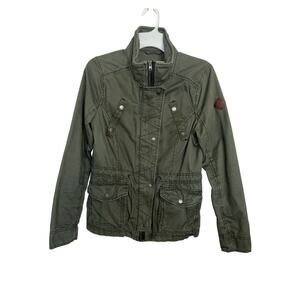 Y2K Hollister Green Military Utility Jacket L Indie Sleaze Arm Patch